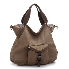Women Multi Pocket Canvas Bags Casual Simple Shoulder Bags Crossbody Bags