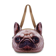 Women Cute Dog Head Shoulder Bags Casual 3D Animal Print Handbags Shopping Bags